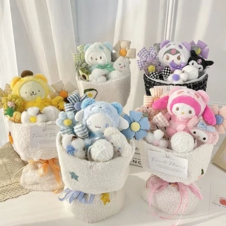 ตุ๊กตาช่อดอกไม้ น่ารัก ซินนาม่อนโรล แฮนด์เมด ของขวัญวันเกิด คริสต์มาส สําหรับแฟนสาว ถุงของขวัญ + ไฟสตริง