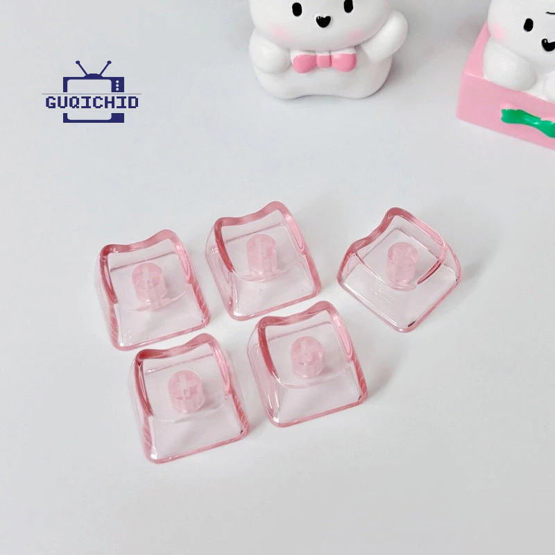 MAO Cat Keycaps 1U โปร่งใส Keycap PC วัสดุ คีย์แคป PC รูปหัวแมวน่ารัก โปร่งใส ก้านไขว้ เข้ากันได้กับคีย์บอร์ด