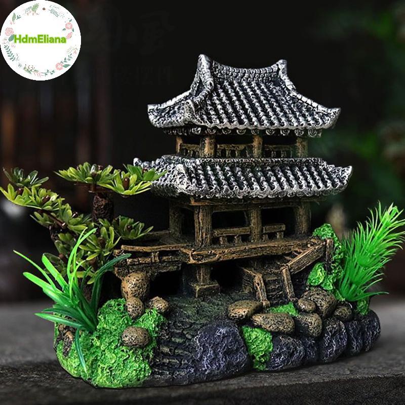 HdmEliana จําลองถังปลาเรซิ่นตกแต่งบ้านและภูมิทัศน์ในตู้ปลา รุ่น TH