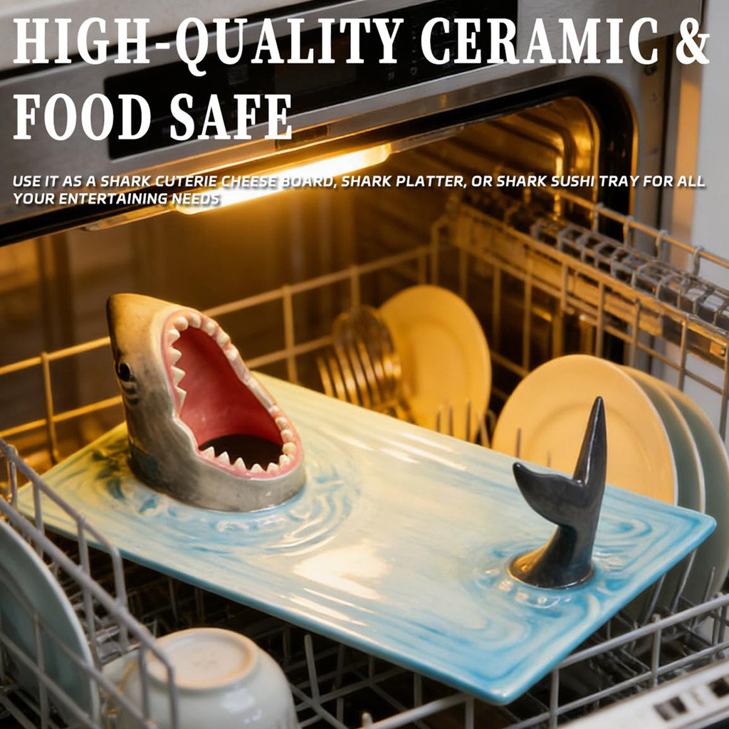 Shark Taco Holder with Dipping Sauce Bowl ตลก Nacho Taco Stands ถาดของขวัญวันเกิดสําหรับ Sharks Part