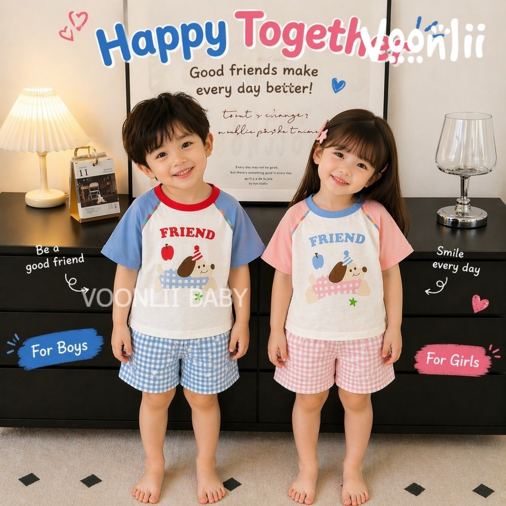 ชุดเซ็ตลำลองเด็ก เสื้อผ้าเด็กใส่หน้าร้อน ชุดเด็กน่ารักสไตล์เกาหลี 2 ชิ้น ลายสัตว์สุดน่ารัก