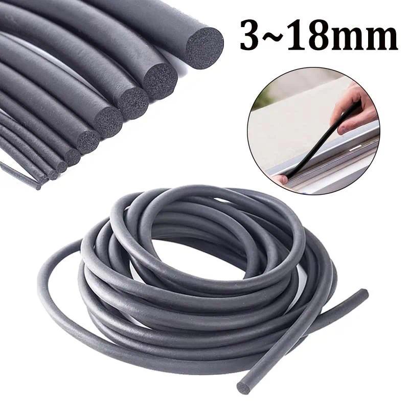 Black EPDM Rubber Foam Sealing Strip Round Sponge Cord Bar For Cabinet Door Seal 2/3/4/5/6/7/8/9/10/