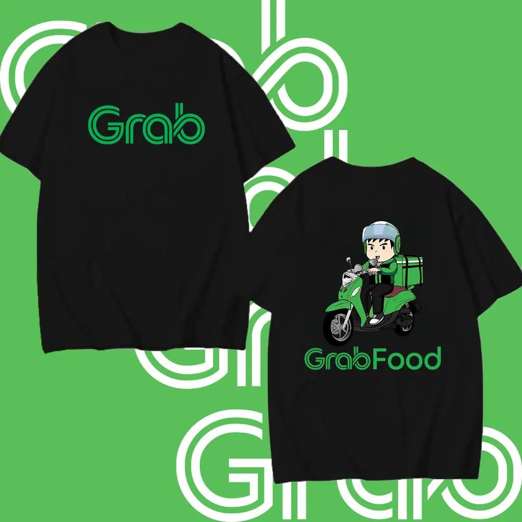 Baju Sulam Grab Simple Grab Food RIDER T-shirt Ready Stock Grab Food Delivery เสื้อยืดแขนสั้นผ้าฝ้าย
