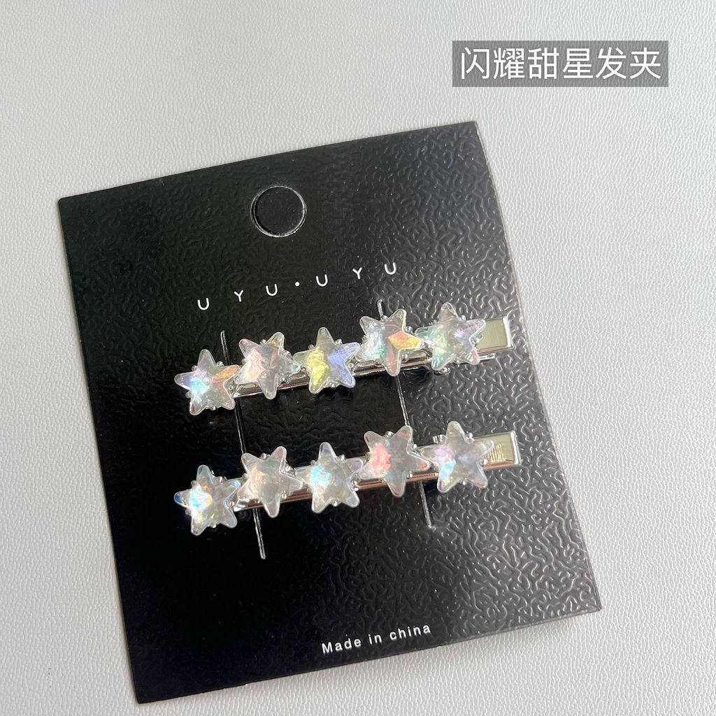 UYU · UYU Symphony Sweet Star Rhinestone Metal Star กิ๊บติดผมด้านข้าง Bangs Girl Heart เครื่องประดับ