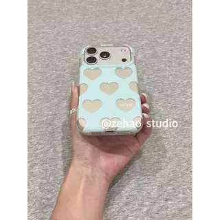 เคสโทรศัพท์ Sky Blue Heart ข้อความกันกระแทกสไตล์เกาหลีสําหรับ iPhone 17 Pro Max 16 Pro Max 15 Pro Max 14 Pro Max