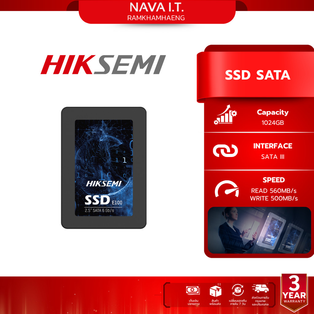 HIKSEMI CITY SERIES SSD E100 1024GB 3D NAND SATA III UP TO READ 560MB/s WRITE 500MB/s