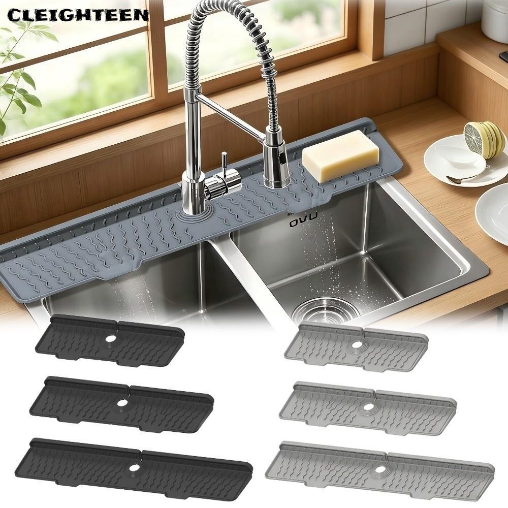 CLEIGHTEEN Sink Splash Guard, ความยาว 36/46/61 ซม.ซิลิโคนก๊อกน้ําท่อระบายน้ํา,ปรับ Anti-slip Kitchen Sink Holder สําหรับห้องน้ํา