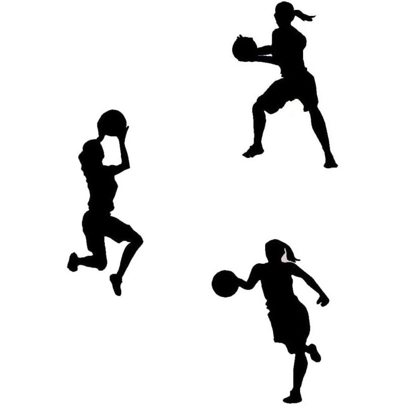 DNVEN 3 หญิงสาวบาสเกตบอล Player Silhouette Girls Room ที่ถอดออกได้ Wall Decals สติกเกอร์ศิลปะตกแต่ง 
