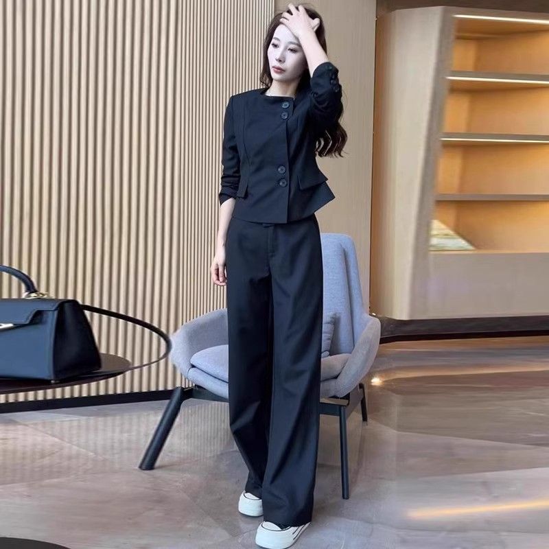 ขนาดบวกแฟชั่นเกาหลีที่สง่างามสองชิ้นผู้หญิงแต่ละชุดฤดูใบไม รูปที่ 2