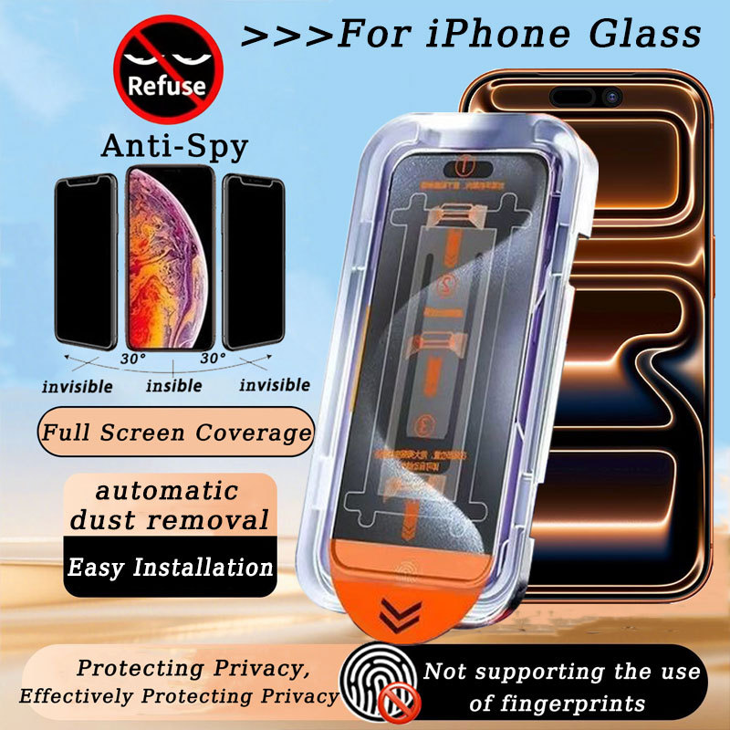 ฟิล์มกระจก ทำความสะอาดฝุ่นโดยอัตโนมัติแบบเต็มจอ iิล์มกันเสือก กันมองข้าง สำหรับ iPhone iP 16 16E 15 