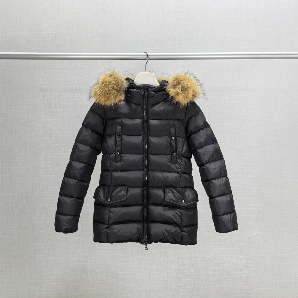 GI9O Moncl*** 25ss New Women's Waist-Cinching Slimming Fox Fur Collar Detachable Hooded Down Jacket