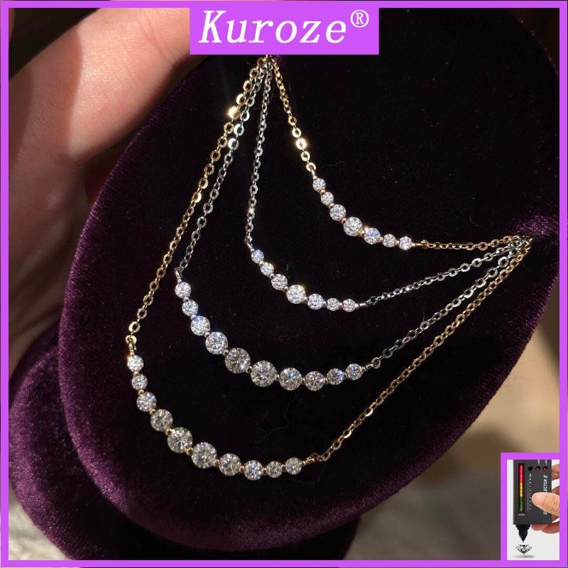 Kuroze Moissanite Smile สร้อยคอแฟชั่นอเนกประสงค์ฝัง Moissanite Collarbone Chain Niche Design High-en