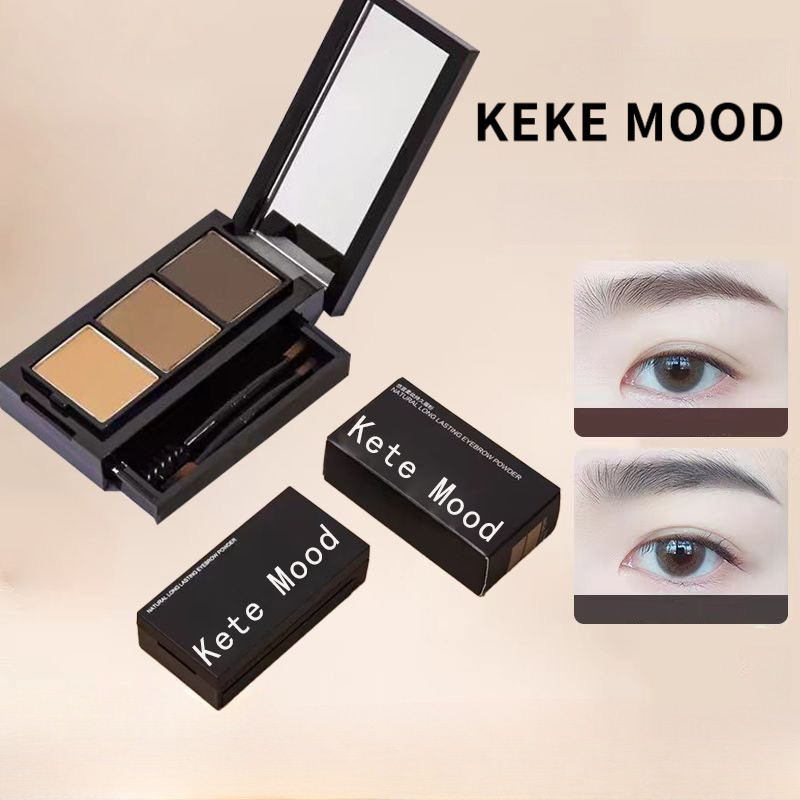 KEKE MOOD แป้งเขียนคิ้ว 3 สี เนื้อแมท ไฮไลท์ พาเลทที่ครอบคลุม กันน้ำและกันเหงื่อ