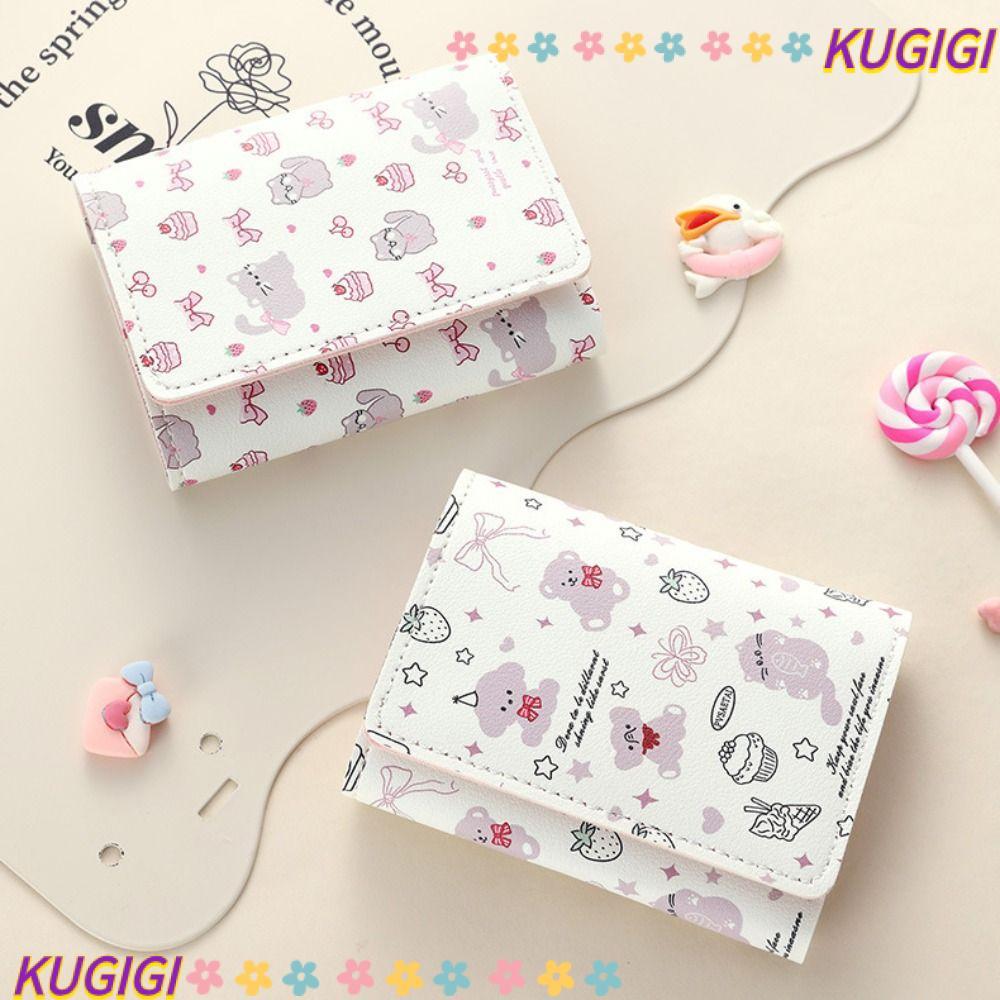 กระเป๋าใส่เหรียญ KUGIGI กระเป๋าสตางค์ใบสั้นลายการ์ตูน Kitty หนัง PU Bowknot Money Bag ของขวัญ