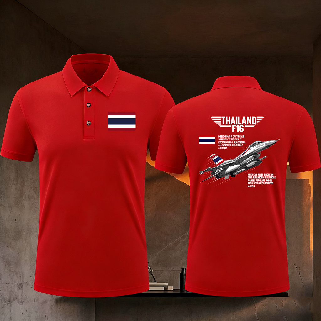【polo】 เสื้อโปโล ไทยนี้รักสงบ F-16 printed ผ้าCotton มีสองสี ทั้งทรงปกติแล polo shirt ผ้า ใส่ได้ ทั้