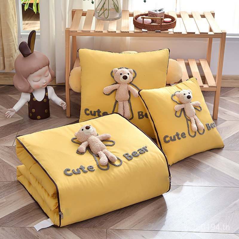 One Four-in-One Four-Season Type Four-Season Pillow Car Two-2025 Quilt สามมิติ Dual-ใช้หมอนหมี Unive