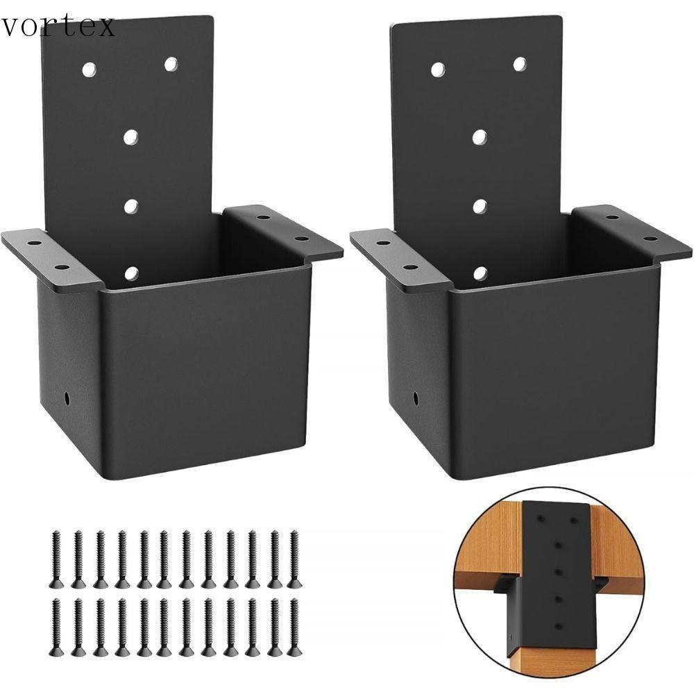 VORTEXG Pergola Bracket, โลหะติดผนัง Deck Railing Connector, ทนทานสีดํา Heavy Duty Pergola อุปกรณ์เส