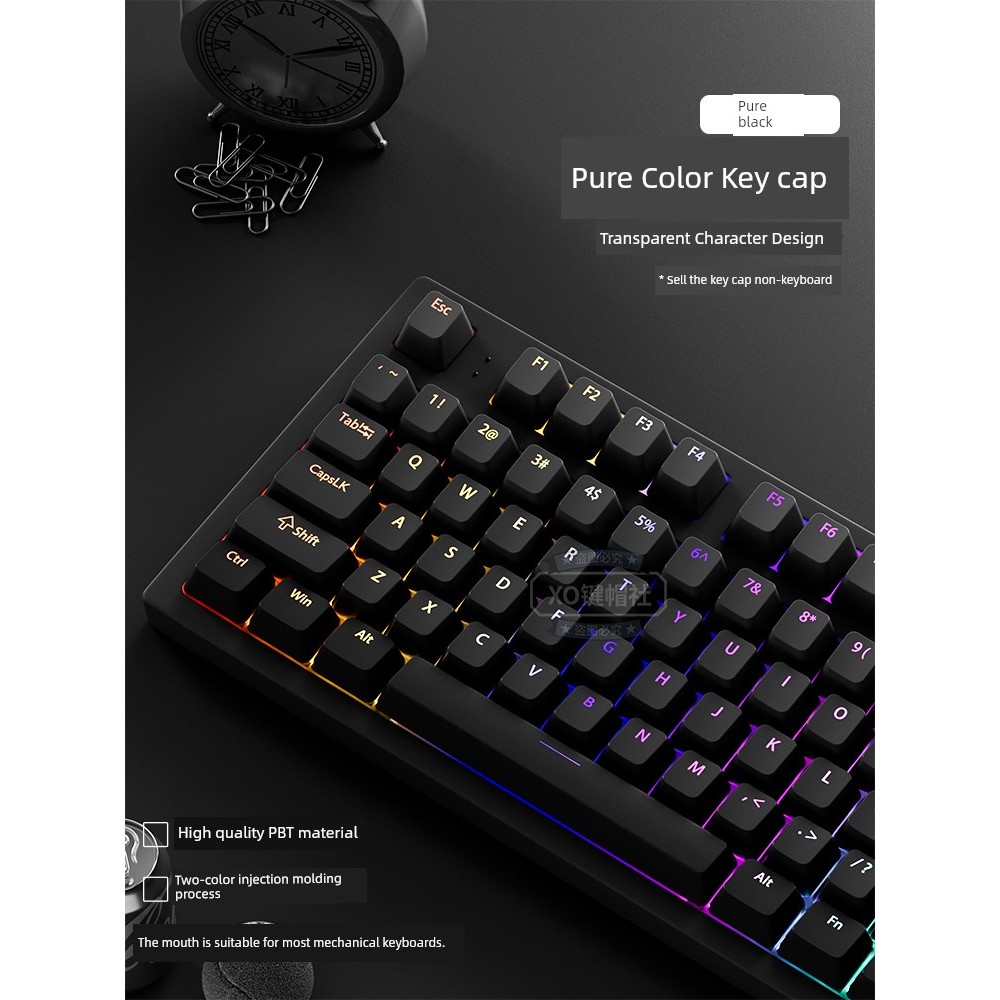 gmk keycap keycap Pure สีดําของแท้แกะสลัก Keycap PBT โปร่งใสโรงงานเดิมความสูง 68/87/98/108 คีย์จาก a