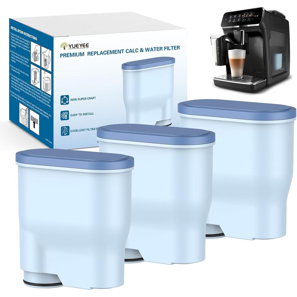 3 แพ็ค CA6903 กรองกาแฟเข้ากันได้กับ Philips AquaClean, Aqua Clean เฉพาะ Anti-Lime Calc และเครื่องกรอ