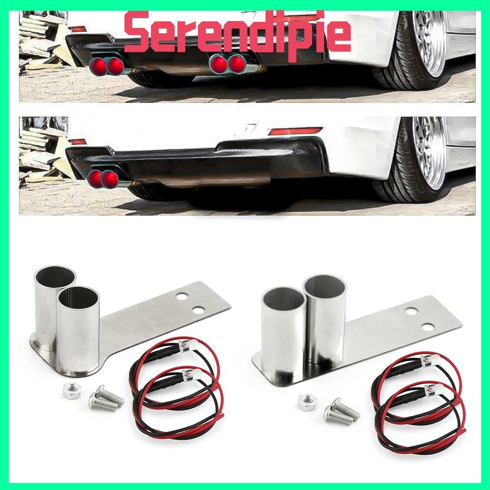 SERENDIPIE ท่อไอเสียโลหะคอหางพร้อมไฟ LED รุ่นการปรับเปลี่ยนรถจําลองท่อไอเสีย, 1 หลุม 2 หลุมสําหรับ R
