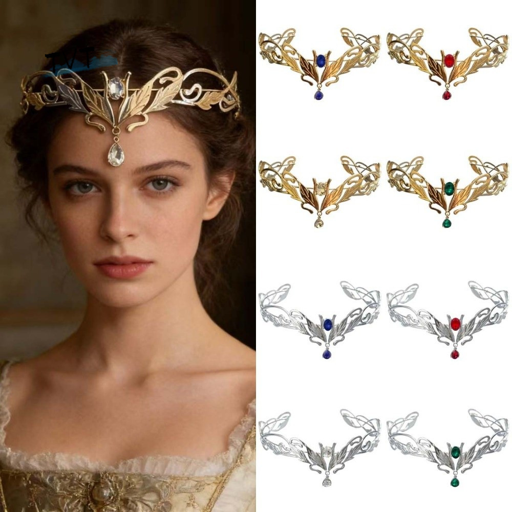 แฟชั่น Vintage King รอบ Elves Crown Elegant หน้าผากเจ้าหญิง Diadems หรูหรา Punk เทพธิดา Tiaras การถ่ายภาพ Props