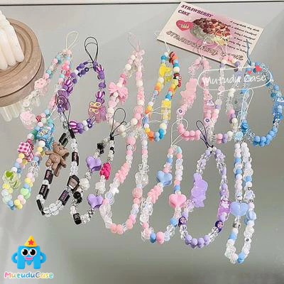 เชือกแขวนโทรศัพท์ลูกปัดน่ารัก หลายสีสดใส พร้อมตุ๊กตการ์ตูน สไตล์ฮิต คู่รัก เหมาะกับทุกรุ่น อุปกรณ์ตกแต่งสุดคิวท์