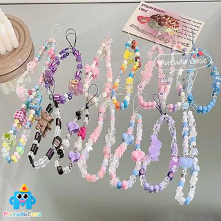 เชือกแขวนโทรศัพท์ลูกปัดน่ารัก หลายสีสดใส พร้อมตุ๊กตการ์ตูน สไตล์ฮิต คู่รัก เหมาะกับทุกรุ่น อุปกรณ์ตกแต่งสุดคิวท์