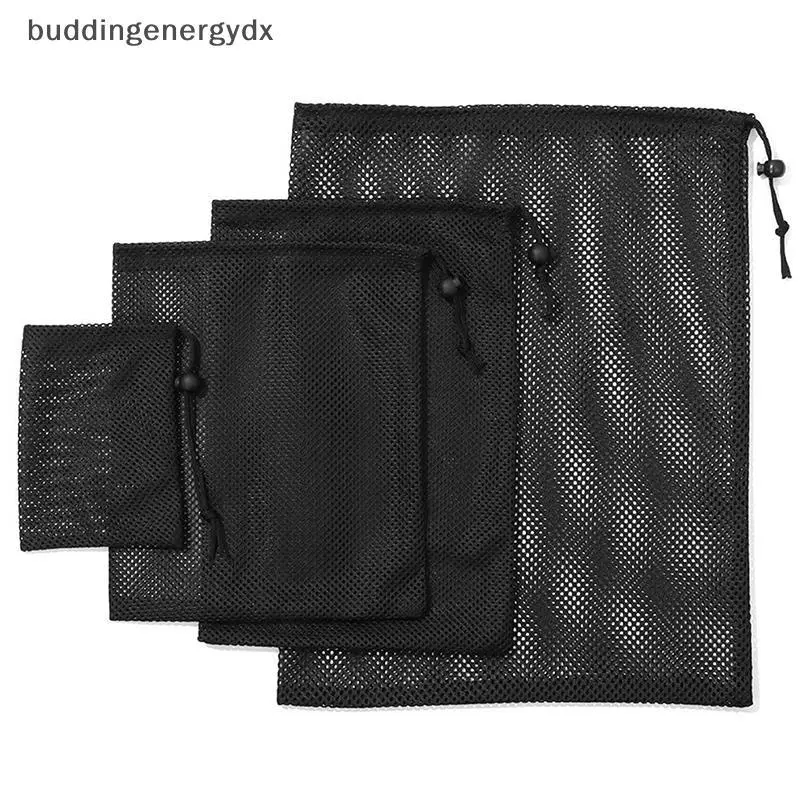 [ใหม่] Bla สีขาวตาข่ายทนทาน Drawstring Bag Storage Pouch Multi Purpose Home Travel กิจกรรมกลางแจ้งถุงซักผ้า Stuff Sa [TH]