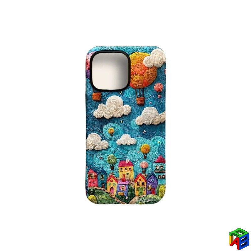 SAMSUNG ภาพวาดสีน้ํามันบ้านเมฆสําหรับSamsung A16/A17/A06/A07/A25/A26/A36/A37/A54/A55/A56/A57 2-in-1 พื้นผิวGlossy Double-layer anti-Dropป้องกันกรณี