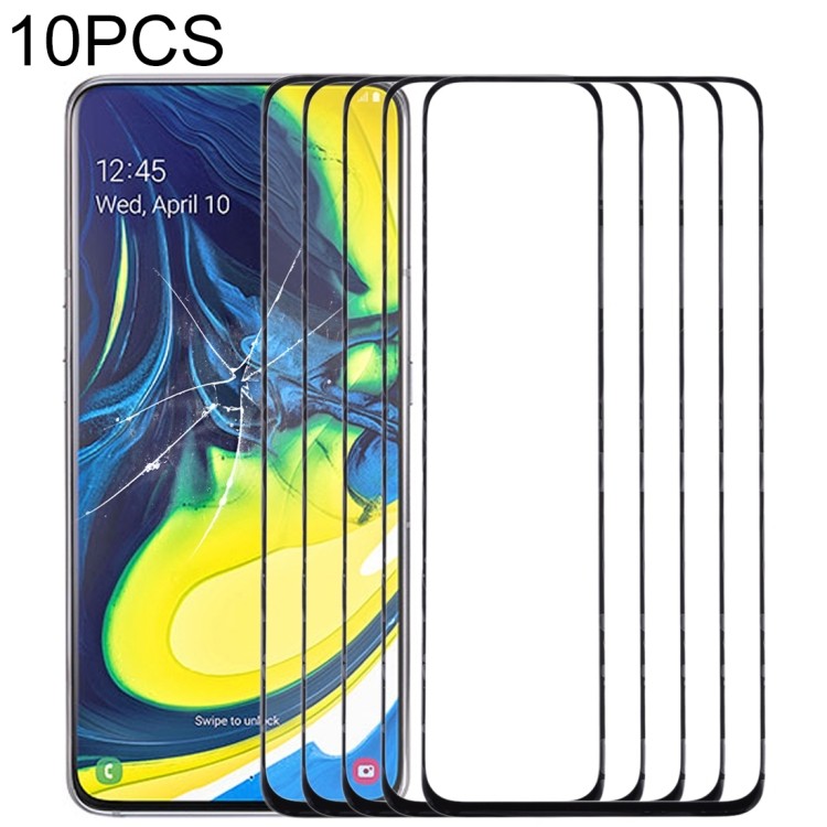 พร้อมส่ง สําหรับ Samsung Galaxy A90 / A80 10 ชิ้นเลนส์กระจกด้านนอกหน้าจอด้านหน้า (สีดํา)