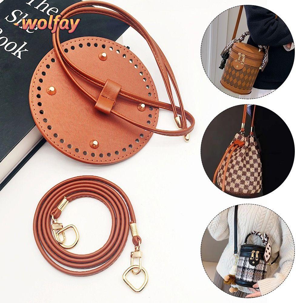 YOLANDA ก้นยาว, DIY Handmade Handmade ก้นสําหรับถักกระเป๋า,แฟชั่นโครเชต์กระเป๋าสีทึบ PU หนังอุปกรณ์เสริมกระเป๋า