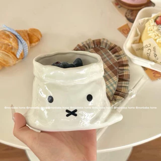แก้วมัค แก้ว แก้วกาแฟ ins miffy🐰รูปทรงถุงผ้า 400ml สำหรับร้านกาแฟ พร้อมส่ง