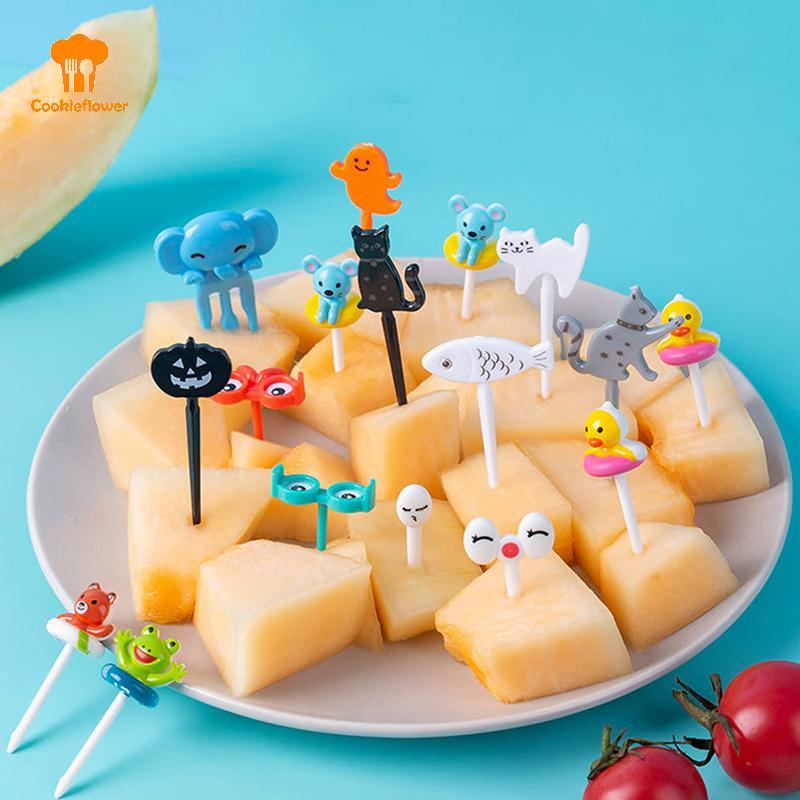 CKFR 10/8/6 ชิ้น/เซ็ต Bento ผัก Croery น่ารัก Mini เด็กวัยหัดเดินเด็กส้อมผลไม้ Toothpis อาหารเด็ก Pis การ์ตูนสัตว์ส้อมผลไม้