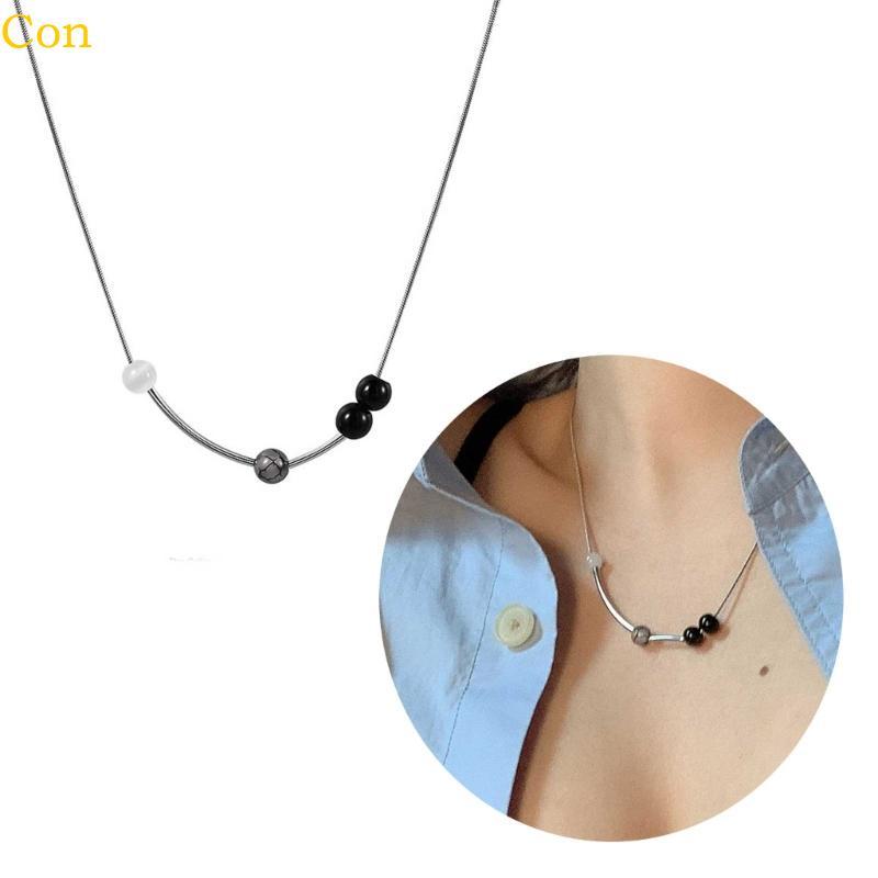 Con Opal Round Bead Necklace Women Men Beaded Collar Choker Necklace Y2K Jewelry