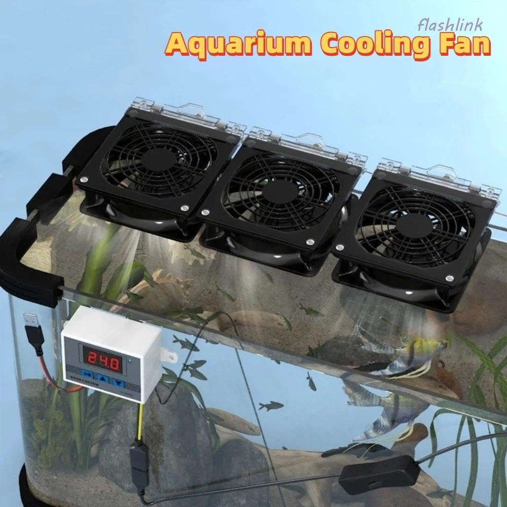 FLASHLI พัดลมระบายความร้อนตู้ปลา,ปรับมุม Fast Cooling พัดลมถังปลา, Chiller Control เงียบความเร็วตัวแ