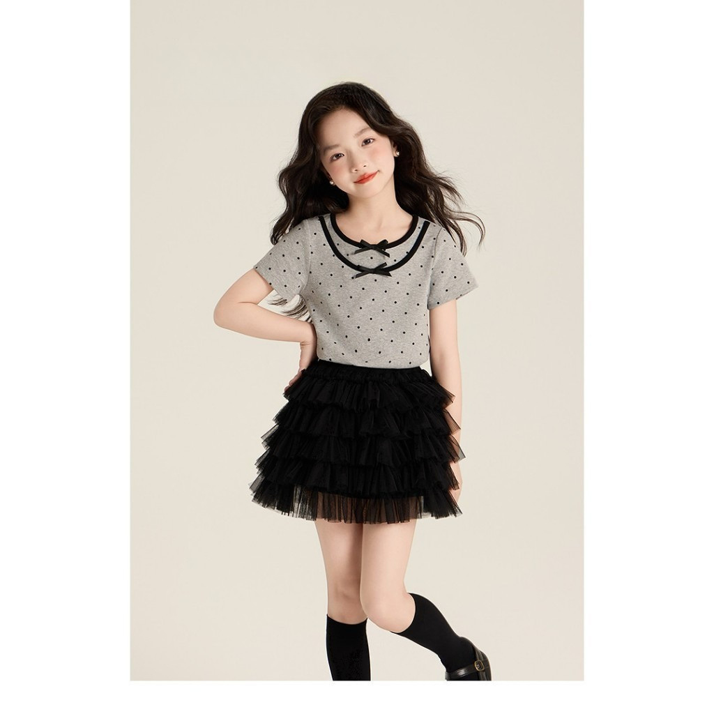 KIDSZONE เสื้อยืดแขนสั้นเด็กผู้หญิงแบบสวม สีพื้น รุ่น A8510
