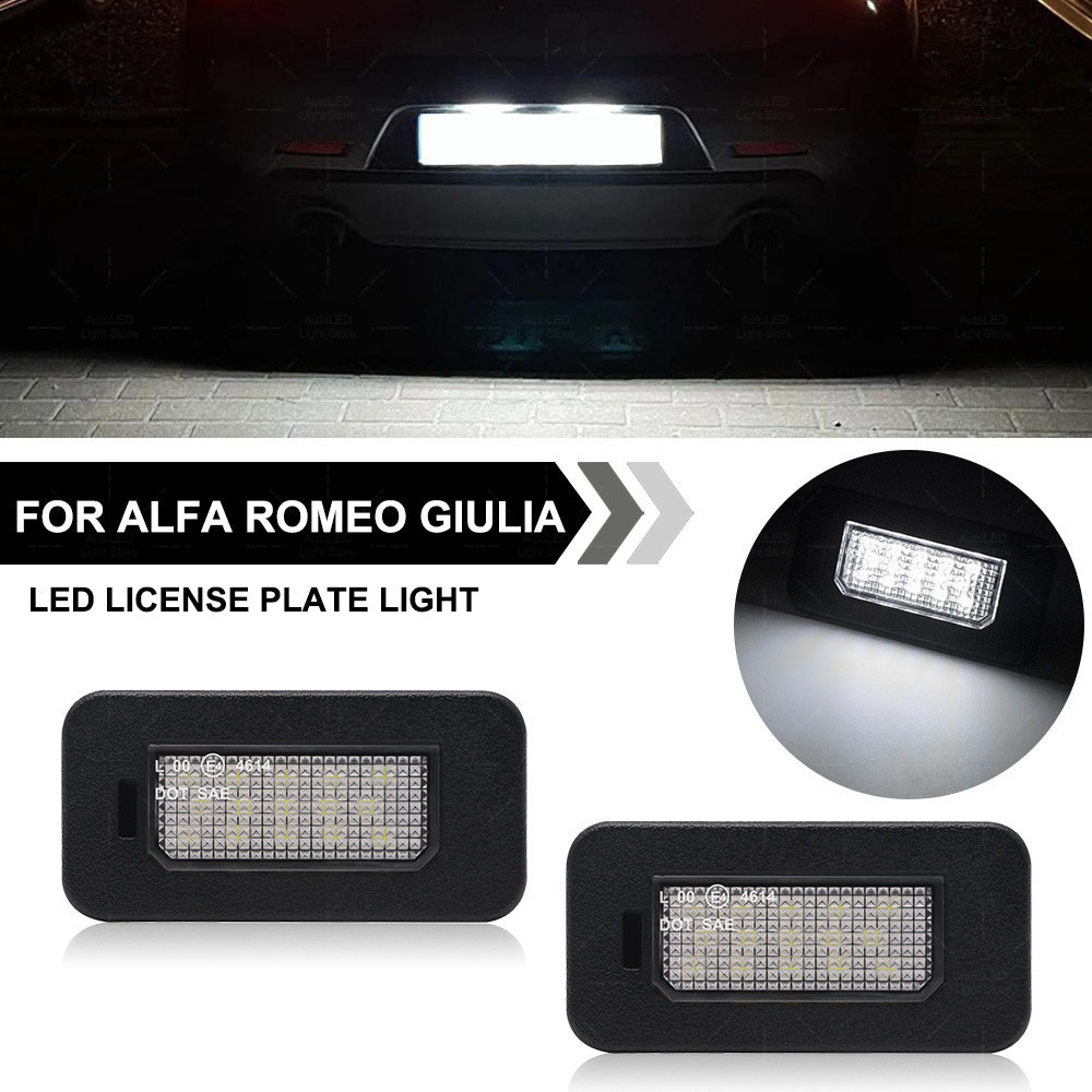 2PCS สําหรับ Alfa Romeo Giulia Stelvio LED ป้ายทะเบียนสําหรับ Alfa Romeo 147 156 159 166 Giulietta M