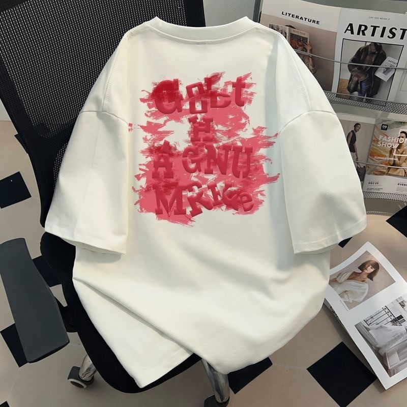 2026สไตล์อเมริกันRuffianหล่อแขนสั้นเสื้อยืดผู้ชายผู้หญิงคู่สไตล์ฤดูร้อนIns StreetสวมStreetหลวมAll-Ma