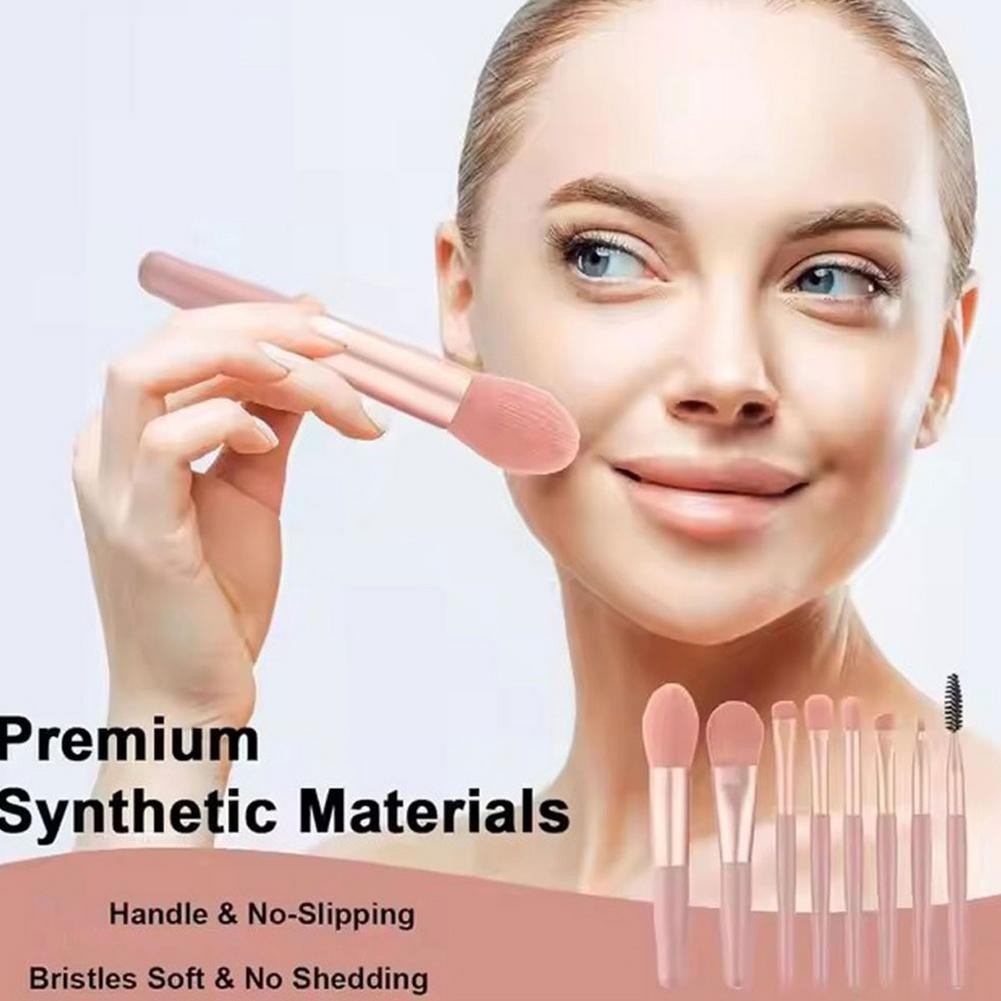 8 ชิ้นชุดแปรงแต่งหน้าพร้อมกระเป๋าสําหรับแป้ง Blush Foundation Contouring คอนซีลเลอร์ C5a1