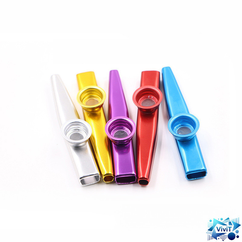 Vivi เครื่องดนตรีขนาดเล็ก Kazoo โลหะ สำหรับกีต้าร์อูคูเลเล่ เครื่องเป่าคาซู Kazoo แบบโลหะ