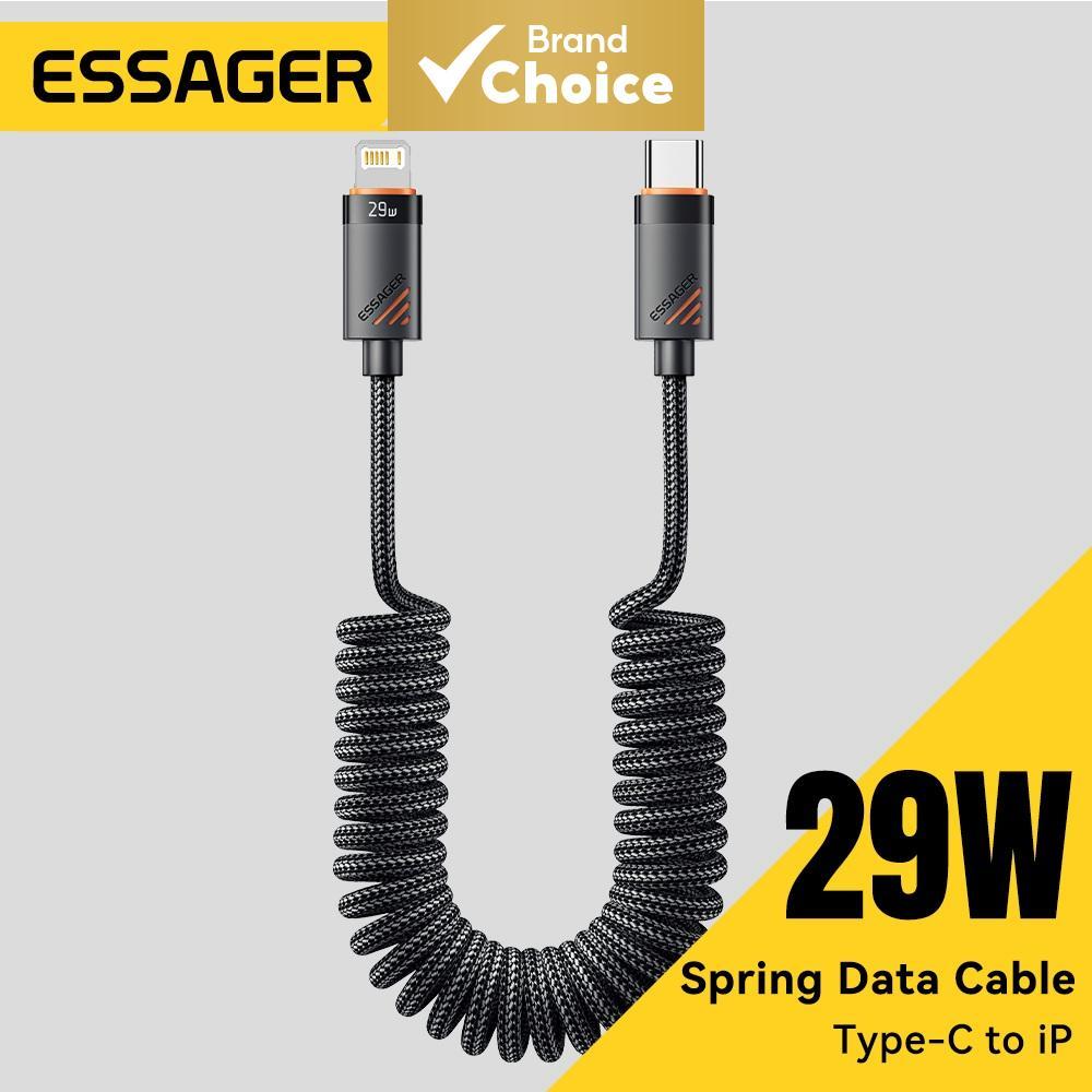 Essager สายชาร์จ USB-C to L PD 29W ชาร์จเร็ว สําหรับ iPh 14 13 12 11 Pro Max ในรถยนต์ ความยาว 1.8 เมตร สายถักสําหรับ CarPlay