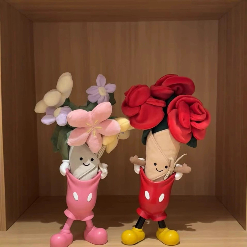 ช่อดอกกุหลาบ ตุ๊กตาดอกไม้ ช่อดอกไม้ขนฟู ช่อดอกไม้สำหรับถือ ของขวัญวันเกิด วันวาเลนไทน์ และวันแม่ - รูปที่ 4