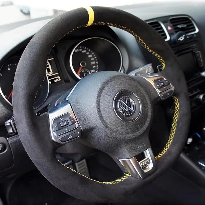 ที่กําหนดเองพวงมาลัยรถ Braid สําหรับ Volkswagen VW Golf 6 GTI MK6 VW Jetta GLI Golf R20 Tiguan R-Lin