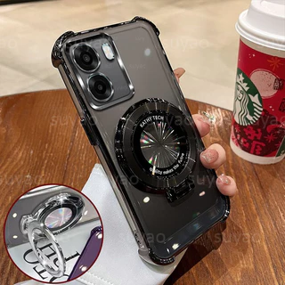 สําหรับOppo A6X A6 A6T A5 2026 เคสโทรศัพท์CDผู้ถือแหวนTPU Clear ElectroplatedปลอกOppoA6X OppoA6 Pro A6Pro A5X A5iโปร่งใสถุงลมนิรภัยกันกระแทกป้องกันนุ่มปกหลัง