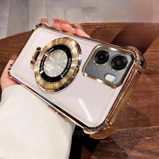 สําหรับOppo A6X A6 A6T A5 2026 เคสโทรศัพท์CDผู้ถือแหวนTPU Clear ElectroplatedปลอกOppoA6X OppoA6 Pro A6Pro A5X A5iโปร่งใสถุงลมนิรภัยกันกระแทกป้องกันนุ่มปกหลัง