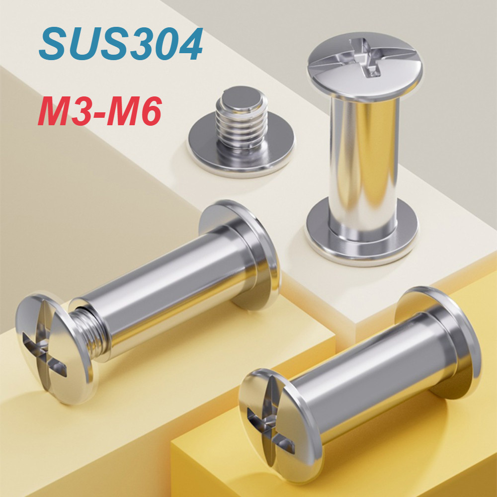 [XM-MB] สกรูชิคาโกสแตนเลส 304, Binding Post, M3/M4/M5/M6 * L4-160mm, สกรูล็อคคู่เล็บเด็กและแม่หัวแบน, เล็บหัวเข็มขัดก้นสูตรหมุดย้ํา