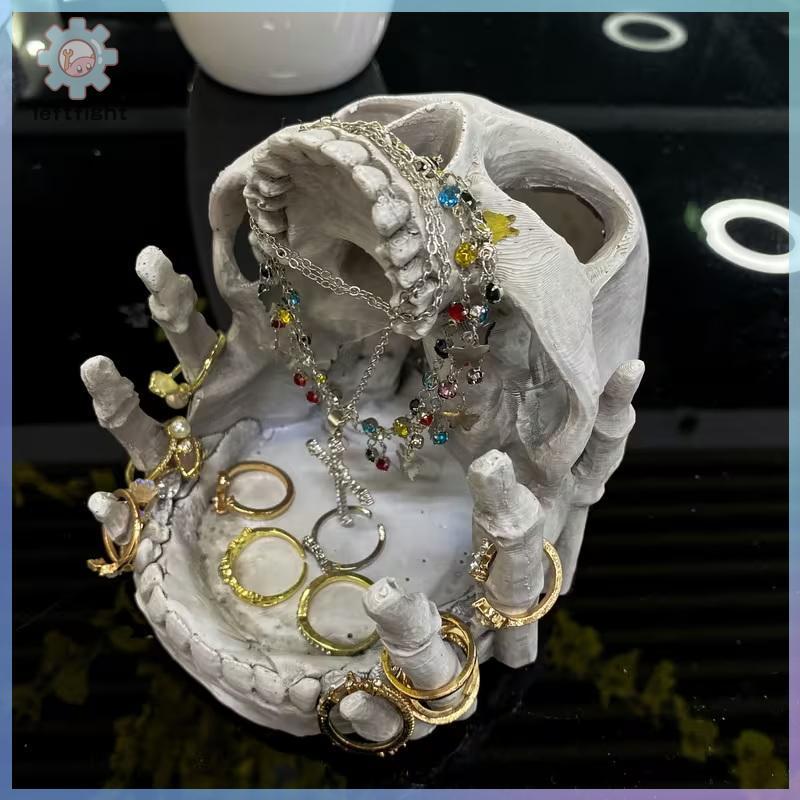 ซ้ายสร้างสรรค์กะโหลกกล่องเก็บเครื่องประดับ,โกธิคฮาโลวีนตกแต่ง,เรซิ่นสก์ท็อปกล่องเก็บ,เหมาะสําหรับแหว