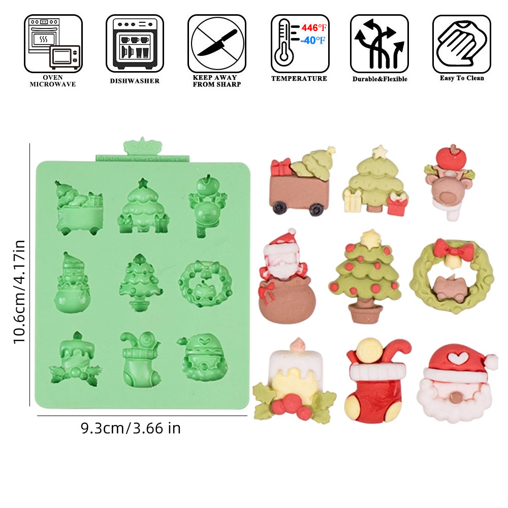 KAILAEN 8 รูปแบบขนาดเล็กธีมคริสต์มาสซิลิโคน Fondant แม่พิมพ์ Santa Claus,Tree,Pinecone,Wreath Multi รูปแบบแม่พิมพ์ DIY Clay,Fondant,Gum วางเค้กตกแต่ง,Cupcake Topper - รูปที่ 7
