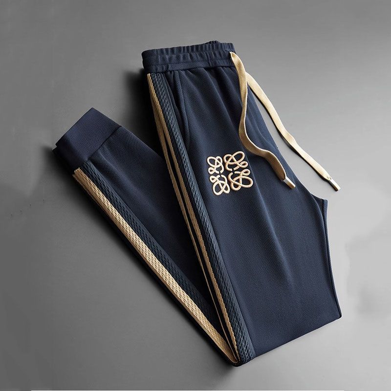 LOEWE0608 กางเกง High-End Design Sweatpants กางเกงขายาวผู้ชาย Webbing Harem กางเกง Drawstring กางเกง