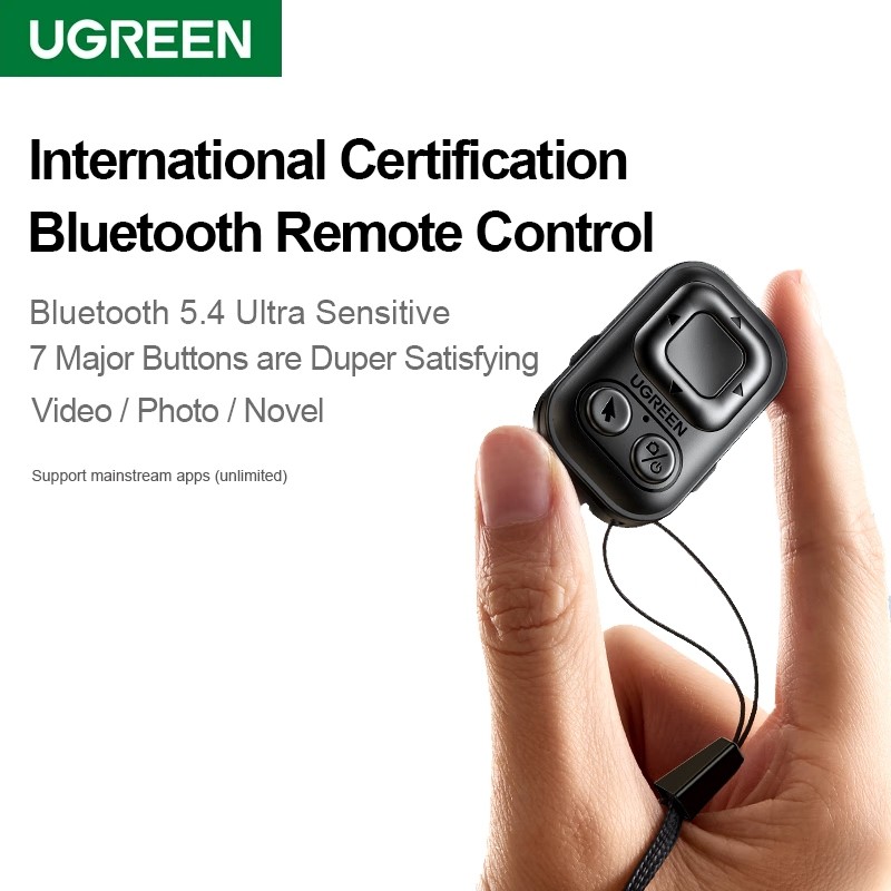 UGREEN โทรศัพท์มือถือบลูทูธกล้องรีโมทคอนโทรลสําหรับถ่ายภาพวิดีโอเซลฟี่และบันทึกวิดีโอระยะไกล